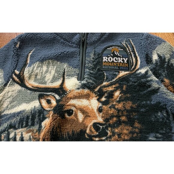 Rocky Mountain National Park Sweatshirt Boys Pullover Size 6/7 Sherpa Elk - Picture 3 of 8